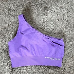 PcheeBum One shoulder purple  sports Bra